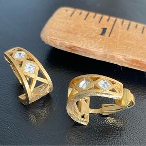 Givenchy Elegant Gold Clip-On Earrings with Crystal Accents